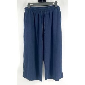 Women's Lot of 2 Linen Blend Capri Bottoms Size Large Navy Black